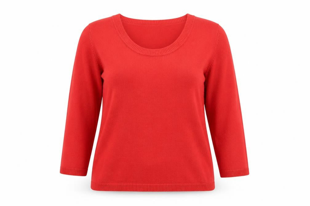 Editions Womens Red Scoop Neck Herringbone Acrylic Pullover Jumper Size 14
