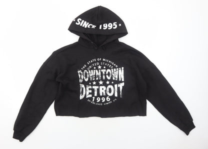 New Look Girls Black Polyester Pullover Hoodie Size 12-13 Years Pullover