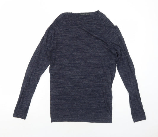 Bershka Womens Blue Round Neck Cotton Pullover Jumper Size XS