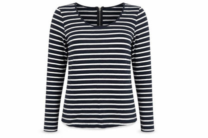 ESMARA Womens Black Striped Cotton Basic T-Shirt Size S Round Neck
