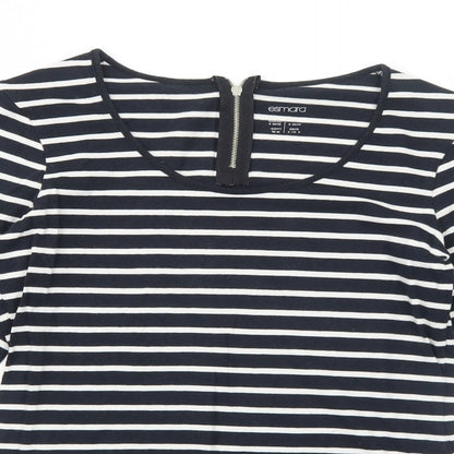 ESMARA Womens Black Striped Cotton Basic T-Shirt Size S Round Neck