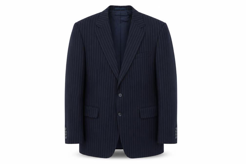 Marks & Spencer Mens Blue Striped Wool Jacket Suit Jacket Size 42 Regular