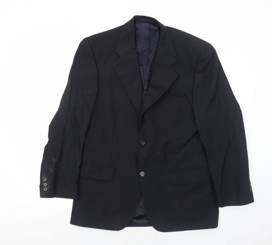 Suithouse Mens Black Striped Wool Jacket Suit Jacket Size 38 Regular