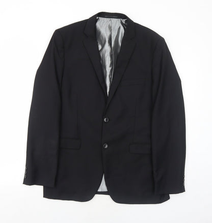Goodsouls Mens Black Polyester Jacket Suit Jacket Size 40 Regular
