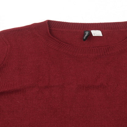 H&M Womens Red Round Neck Acrylic Pullover Jumper Size L