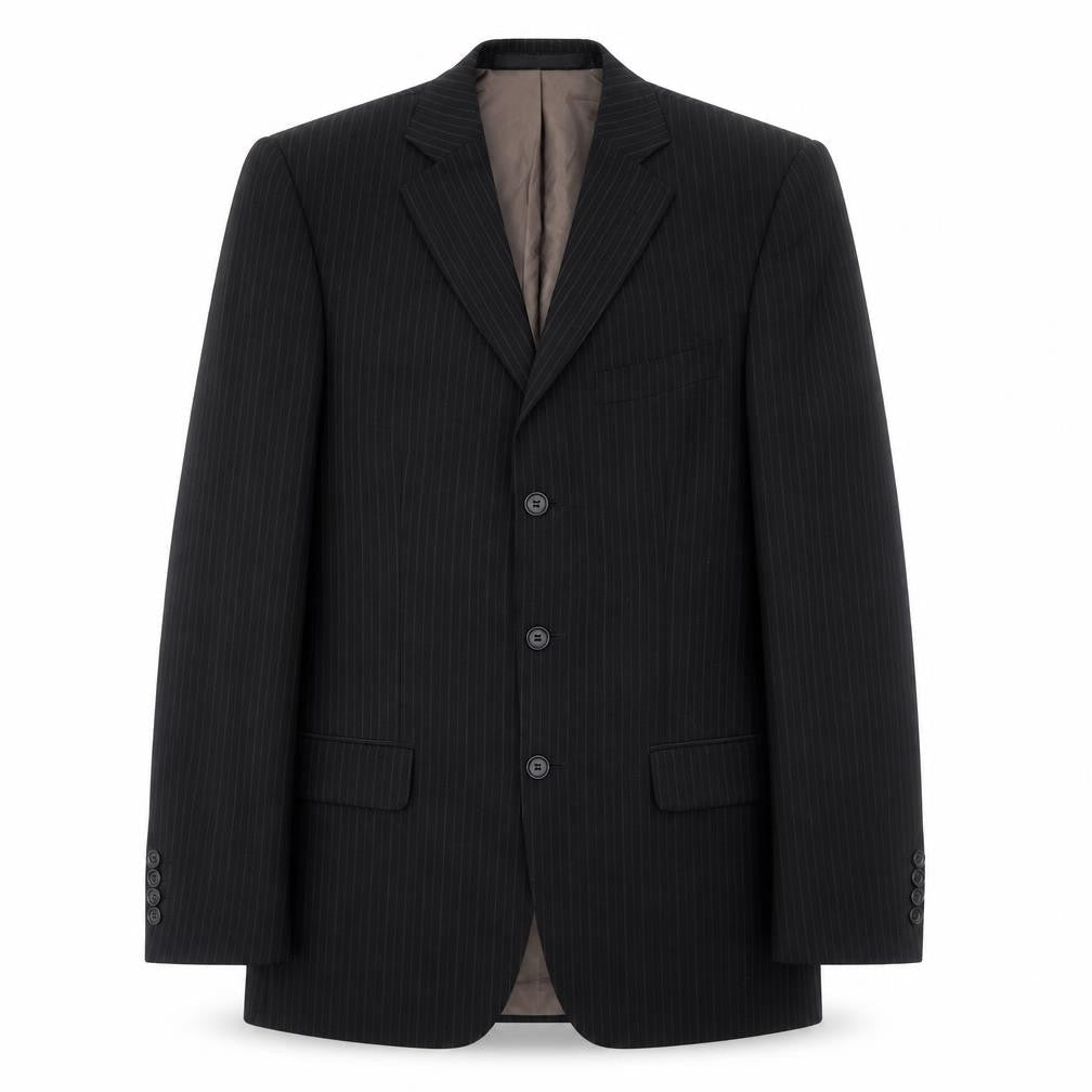 Marks & Spencer Mens Black Striped Polyester Jacket Suit Jacket Size 38 Regular