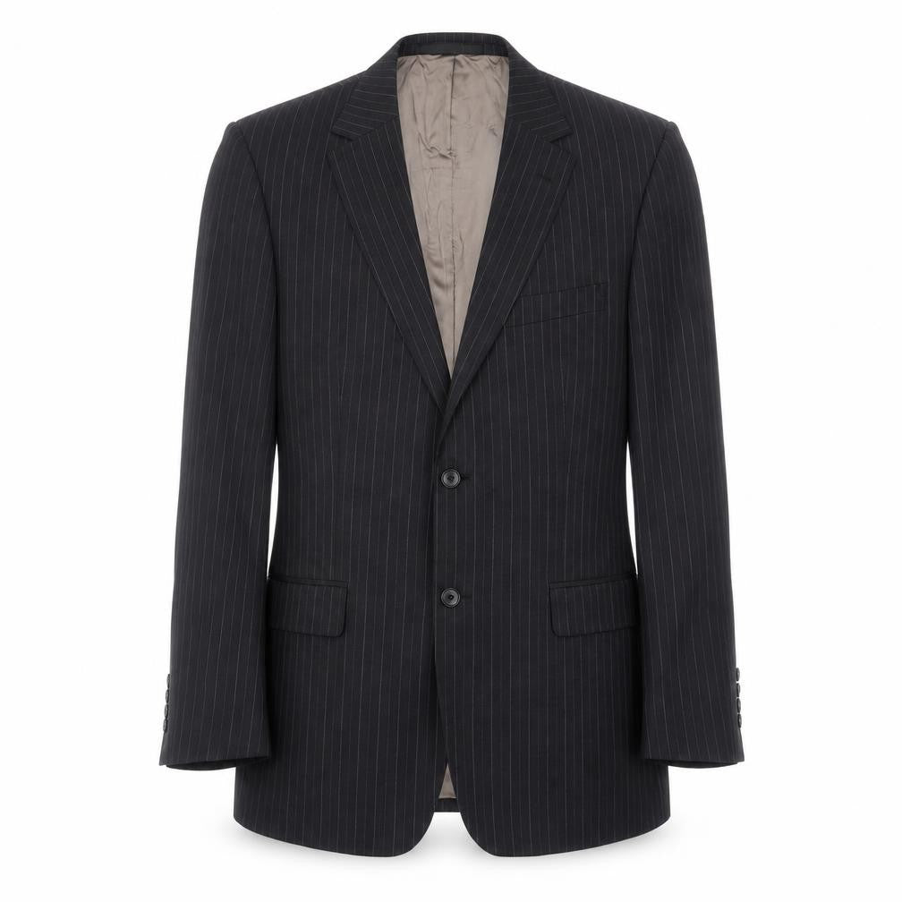 Marks & Spencer Mens Black Striped Wool Jacket Suit Jacket Size 40 Regular