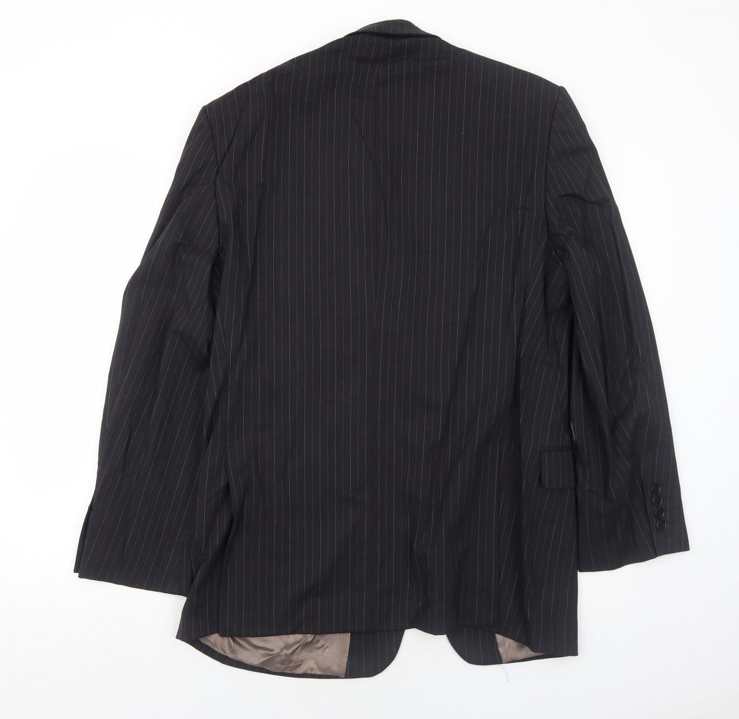 Marks and Spencer Mens Black Striped Wool Jacket Suit Jacket Size 40 Regular