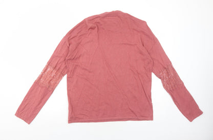 Next Womens Pink Round Neck Cotton Pullover Jumper Size 16