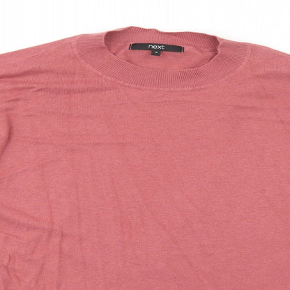 Next Womens Pink Round Neck Cotton Pullover Jumper Size 16
