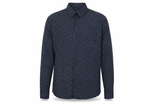Next Mens Blue Geometric Viscose Button-Up Size M Collared Button