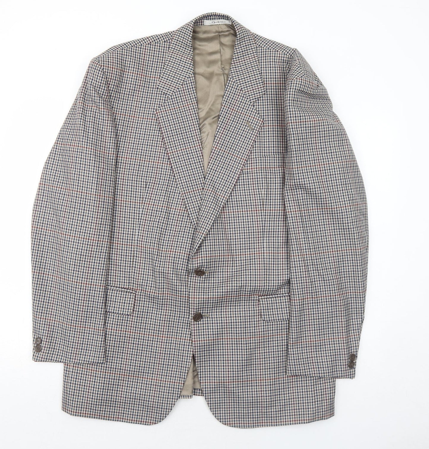 Berkertex Mens Grey Geometric Wool Jacket Suit Jacket Size 42 Regular