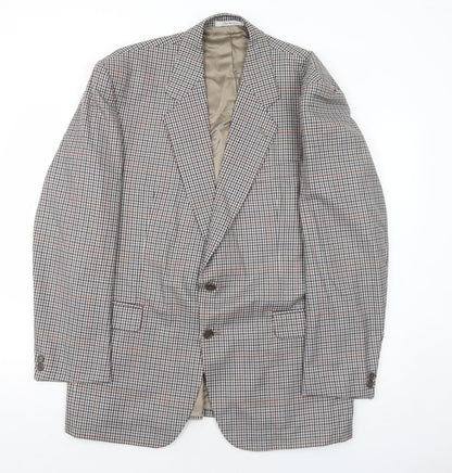 Berkertex Mens Grey Geometric Wool Jacket Suit Jacket Size 42 Regular