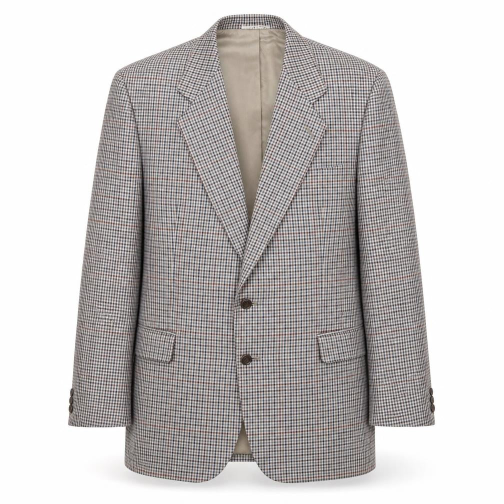 Berkertex Mens Grey Geometric Wool Jacket Suit Jacket Size 42 Regular