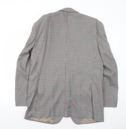 Berkertex Mens Grey Geometric Wool Jacket Suit Jacket Size 42 Regular