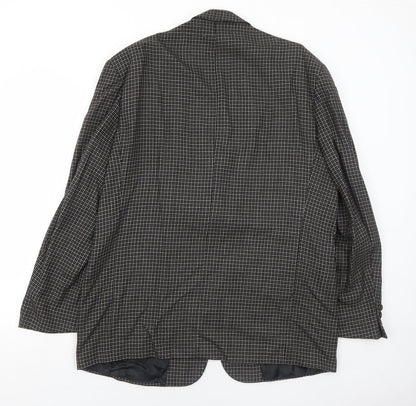 Next Mens Black Geometric Wool Jacket Suit Jacket Size 44 Regular