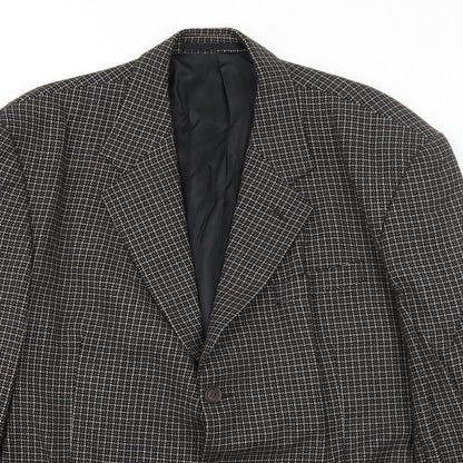 Next Mens Black Geometric Wool Jacket Suit Jacket Size 44 Regular