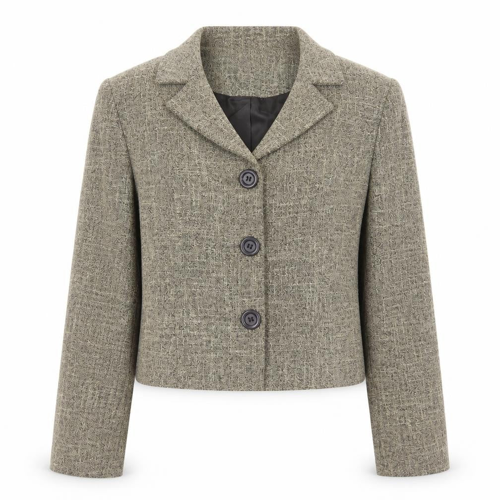 Lakeland Womens Brown Geometric Jacket Blazer Size 12 Button