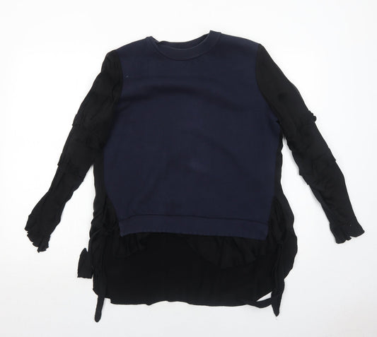 Zara Womens Blue Colourblock Polyester Pullover Sweatshirt Size M Pullover