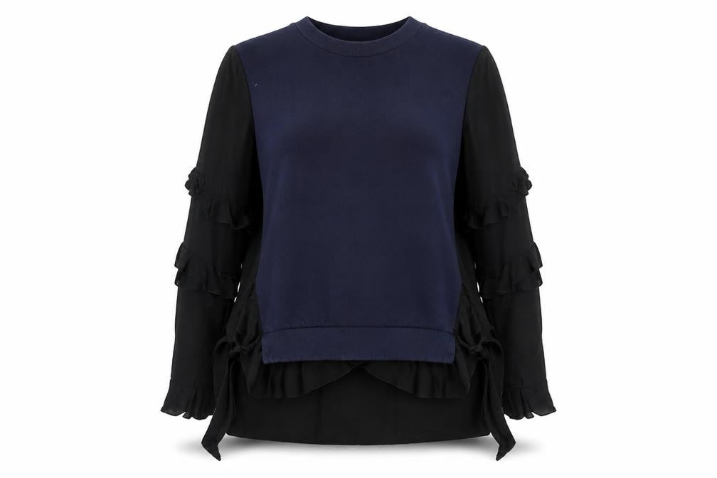Zara Womens Blue Colourblock Polyester Pullover Sweatshirt Size M Pullover