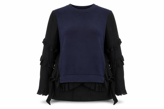 Zara Womens Blue Colourblock Polyester Pullover Sweatshirt Size M Pullover