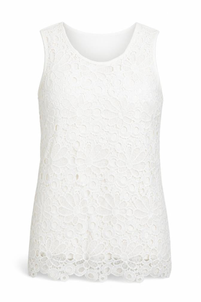 Unique Spectrum Womens White Elastane Basic Tank Size S Round Neck