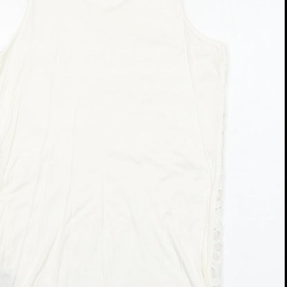Unique Spectrum Womens White Elastane Basic Tank Size S Round Neck