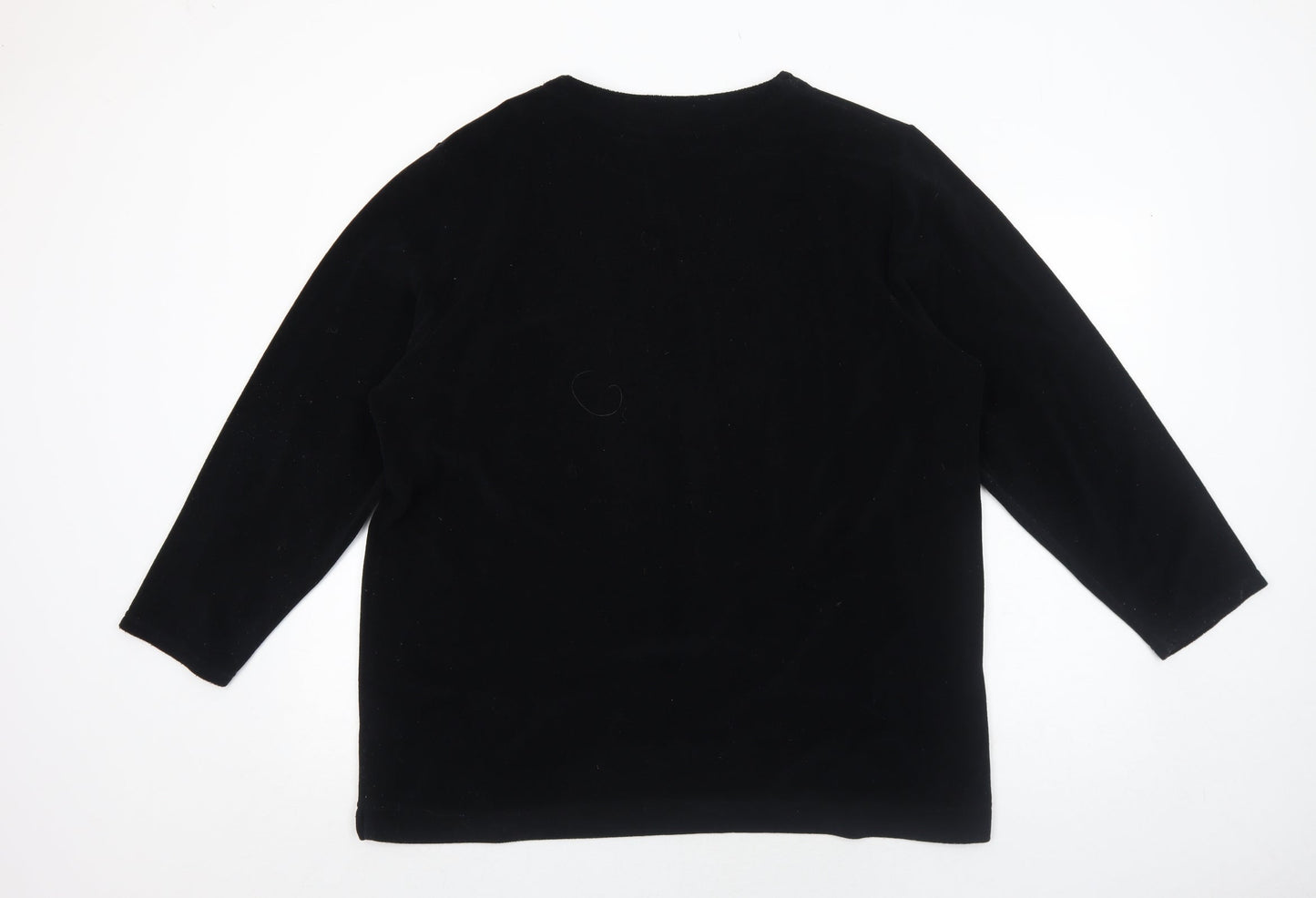 ELVI Womens Black Cotton Basic Blouse Size M V-Neck