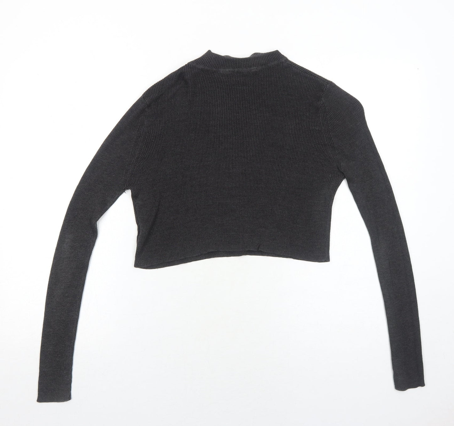 Select Womens Grey Mock Neck Cotton Pullover Jumper Size 10