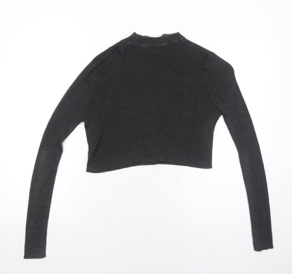 Select Womens Grey Mock Neck Cotton Pullover Jumper Size 10