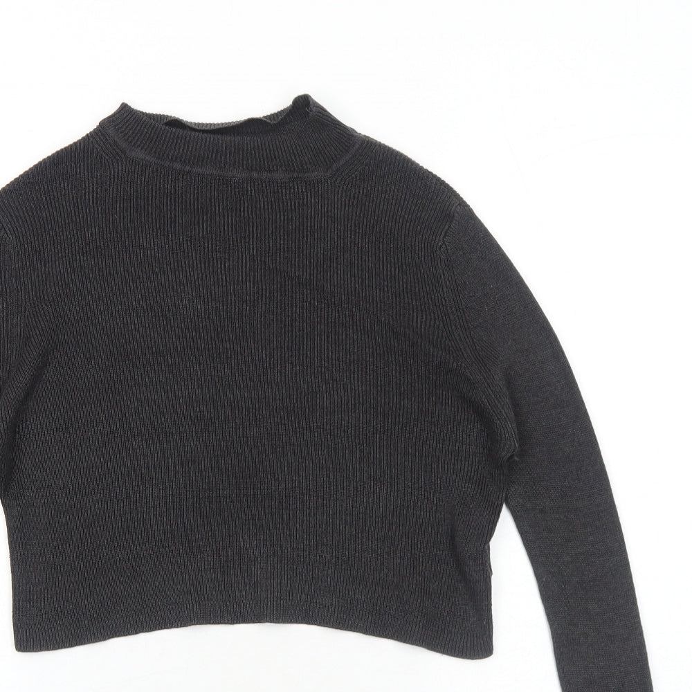 Select Womens Grey Mock Neck Cotton Pullover Jumper Size 10