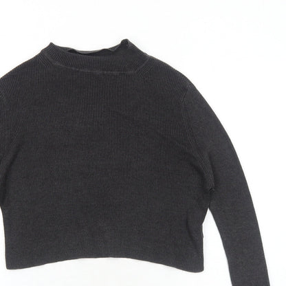 Select Womens Grey Mock Neck Cotton Pullover Jumper Size 10