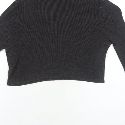 Select Womens Grey Mock Neck Cotton Pullover Jumper Size 10