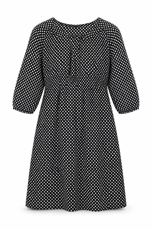 H&M Womens Black Polka Dot Polyester Trapeze & Swing Size S V-Neck Pullover
