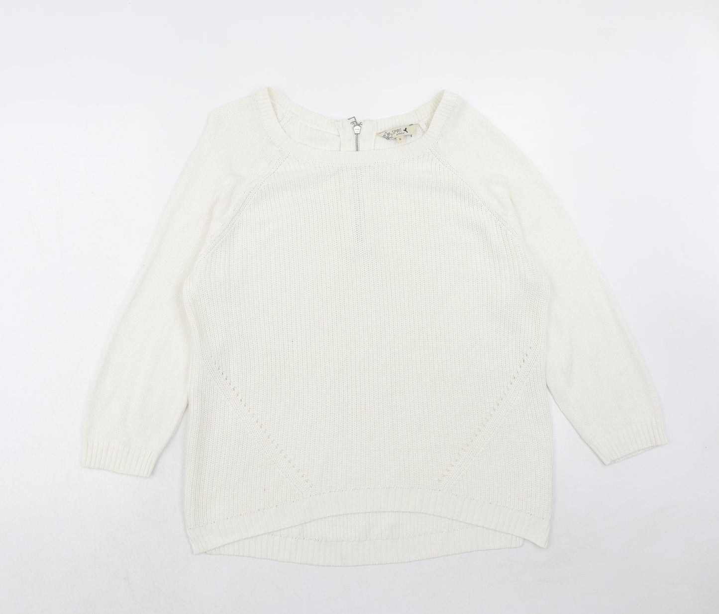 M&Co Womens White Round Neck Acrylic Pullover Jumper Size 16