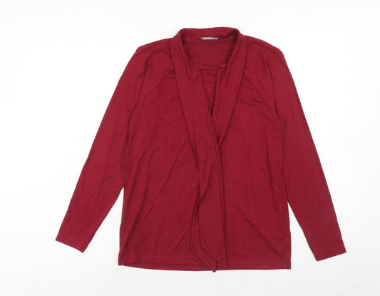 Zara Womens Red Viscose Basic Blouse Size L V-Neck