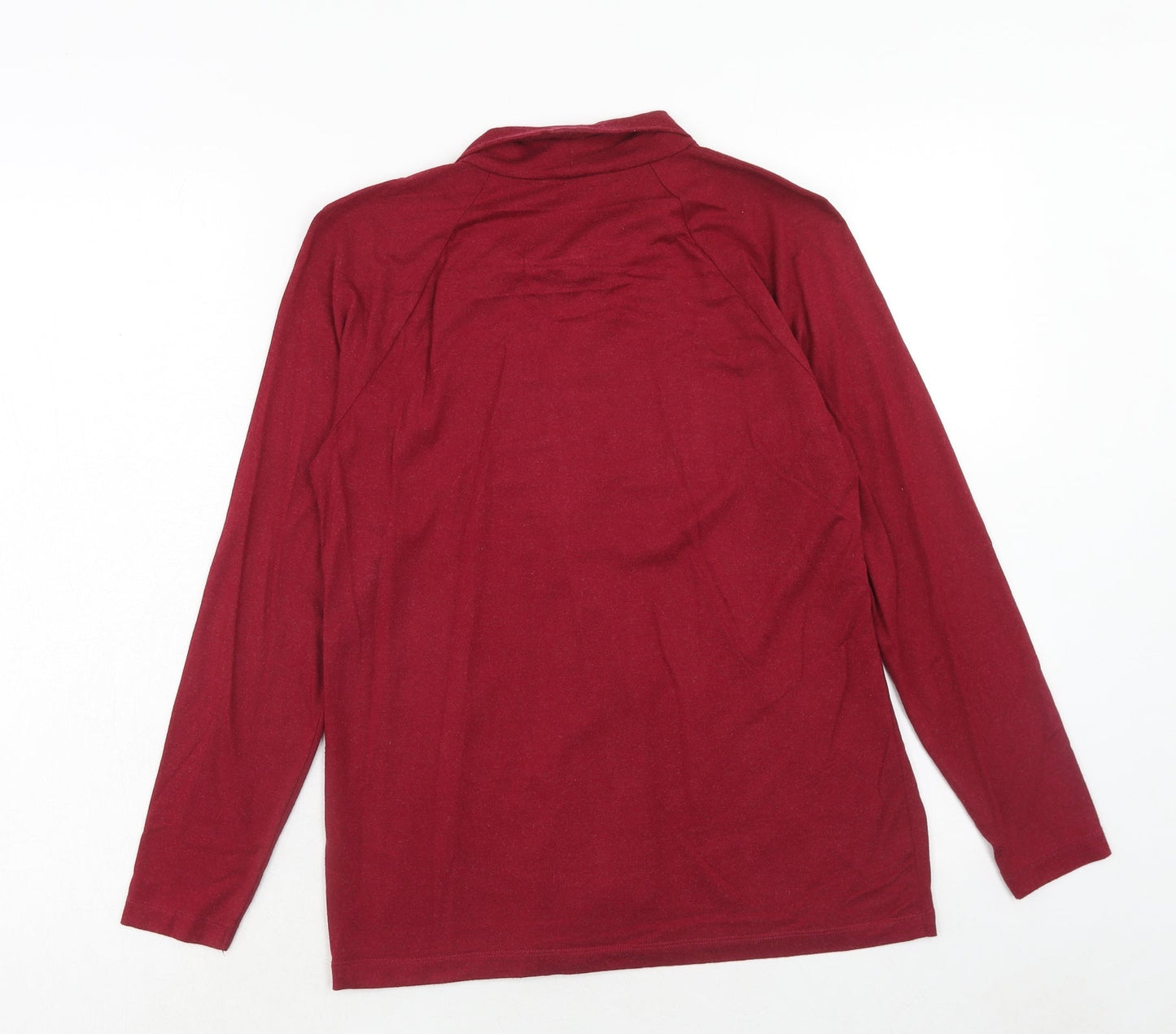 Zara Womens Red Viscose Basic Blouse Size L V-Neck