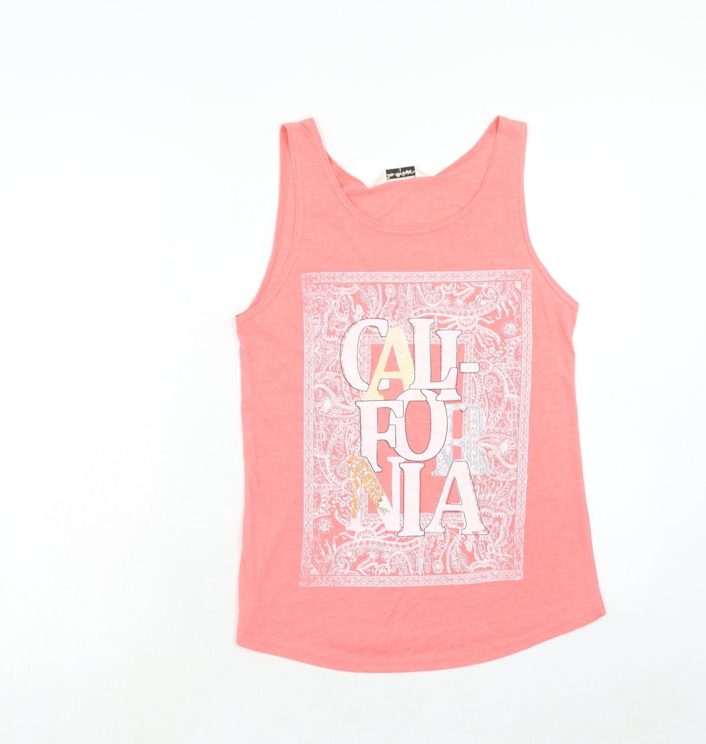 Miss Selfridge Womens Pink Polyester Basic Tank Size 10 Round Neck - California