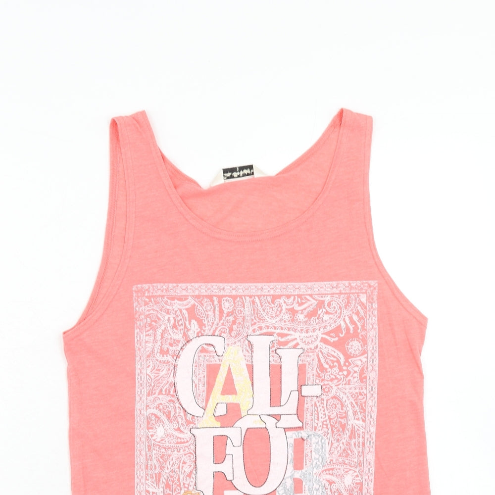 Miss Selfridge Womens Pink Polyester Basic Tank Size 10 Round Neck - California