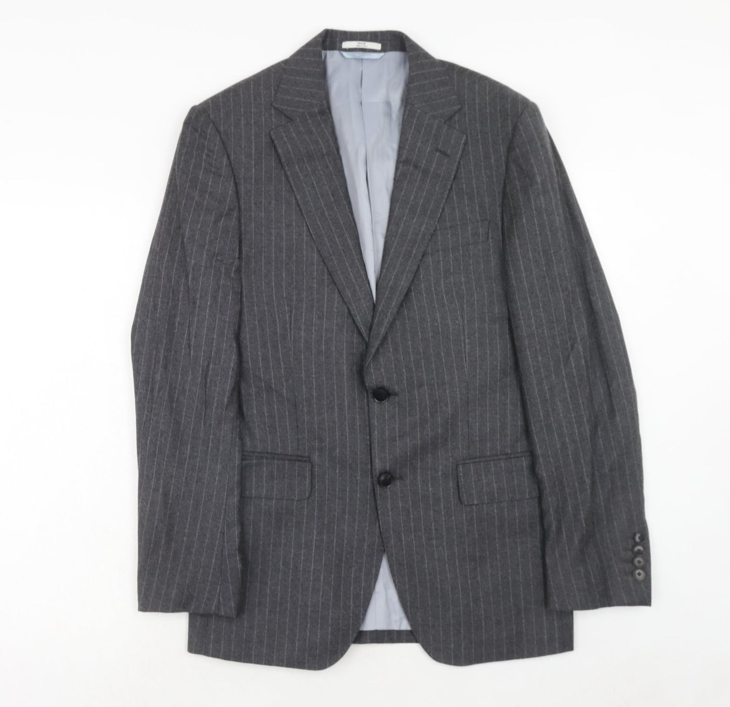 Marks and Spencer Mens Grey Striped Wool Jacket Suit Jacket Size 36 Regular