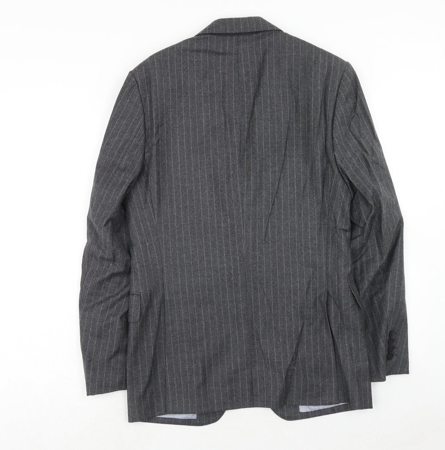 Marks and Spencer Mens Grey Striped Wool Jacket Suit Jacket Size 36 Regular