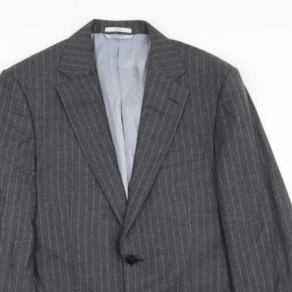 Marks and Spencer Mens Grey Striped Wool Jacket Suit Jacket Size 36 Regular