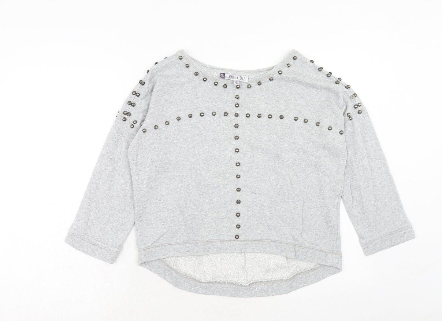 Jennifer Lopez Womens Grey Cotton Pullover Sweatshirt Size M Pullover