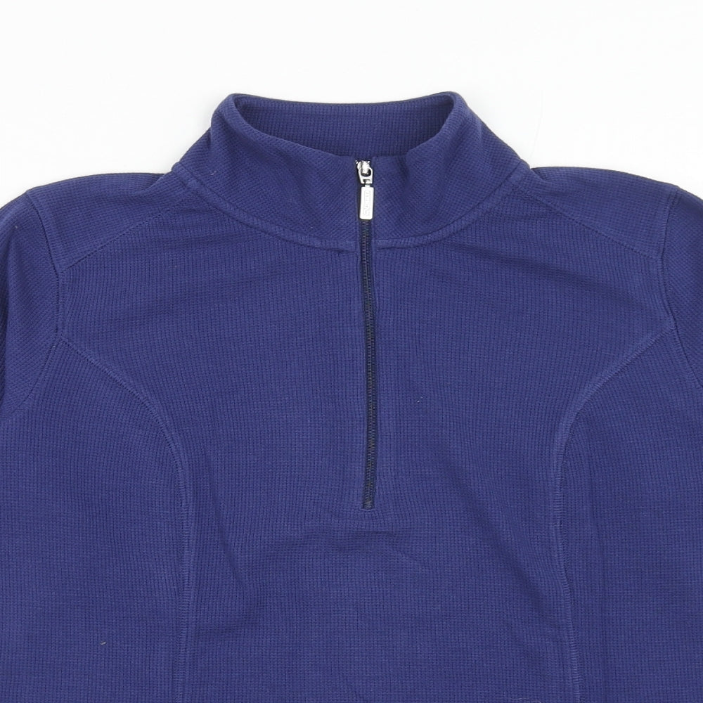 D&Co. Womens Blue Cotton Pullover Sweatshirt Size M Zip