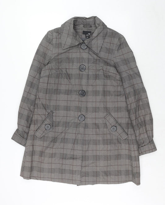 H&M Womens Grey Geometric Trench Coat Coat Size 8 Button