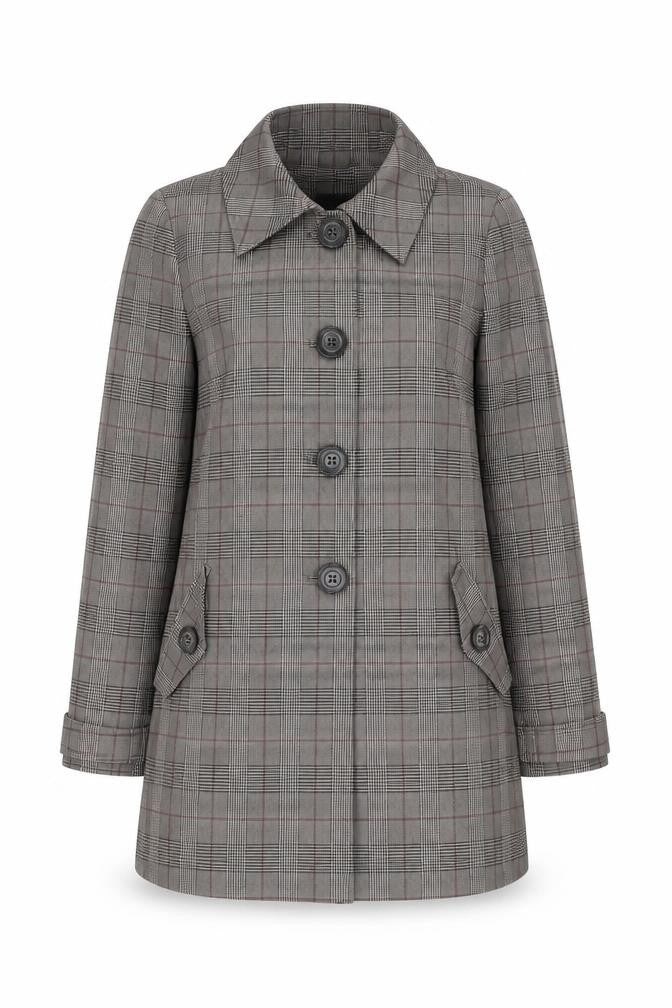 H&M Womens Grey Geometric Trench Coat Coat Size 8 Button