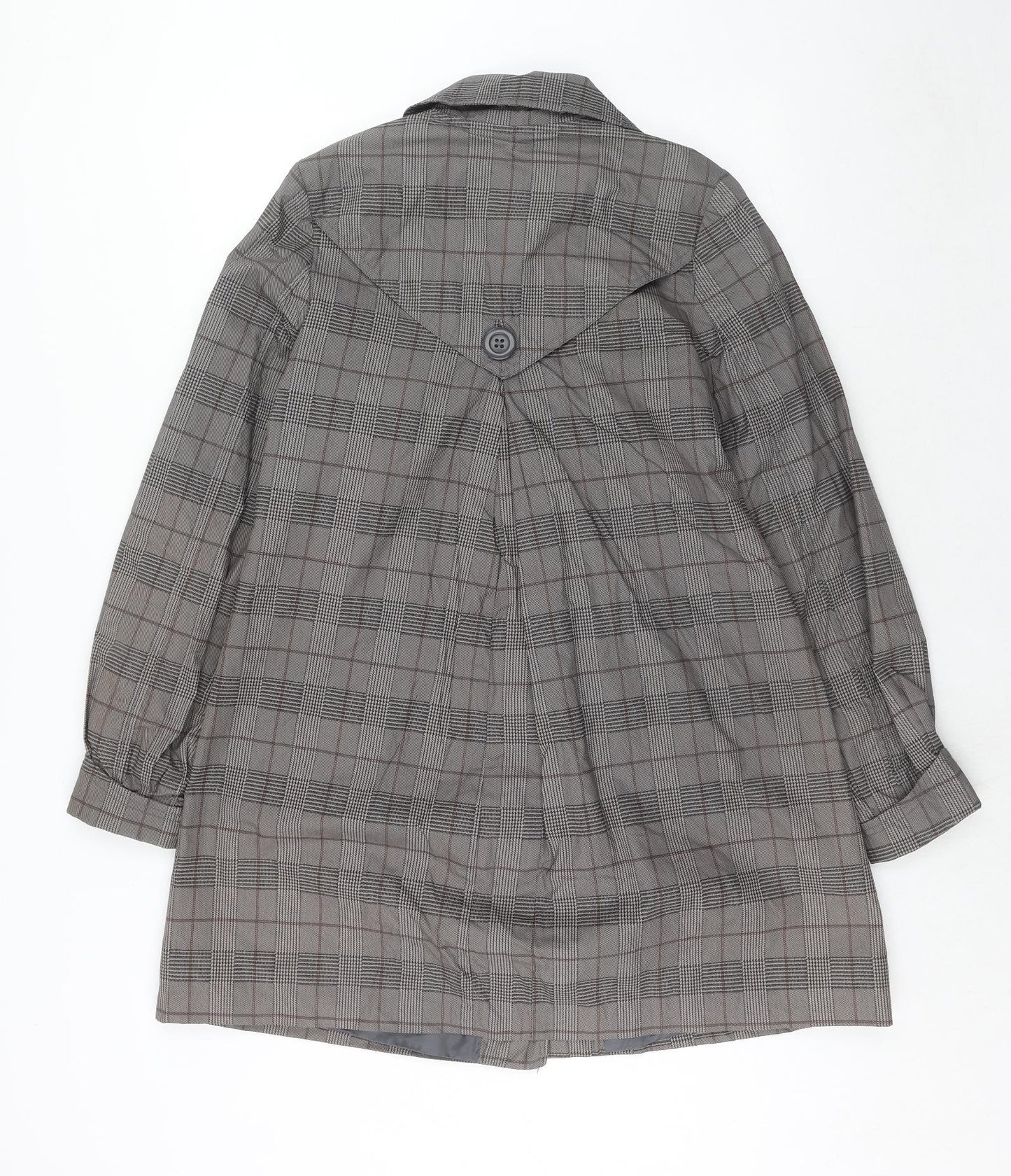 H&M Womens Grey Geometric Trench Coat Coat Size 8 Button