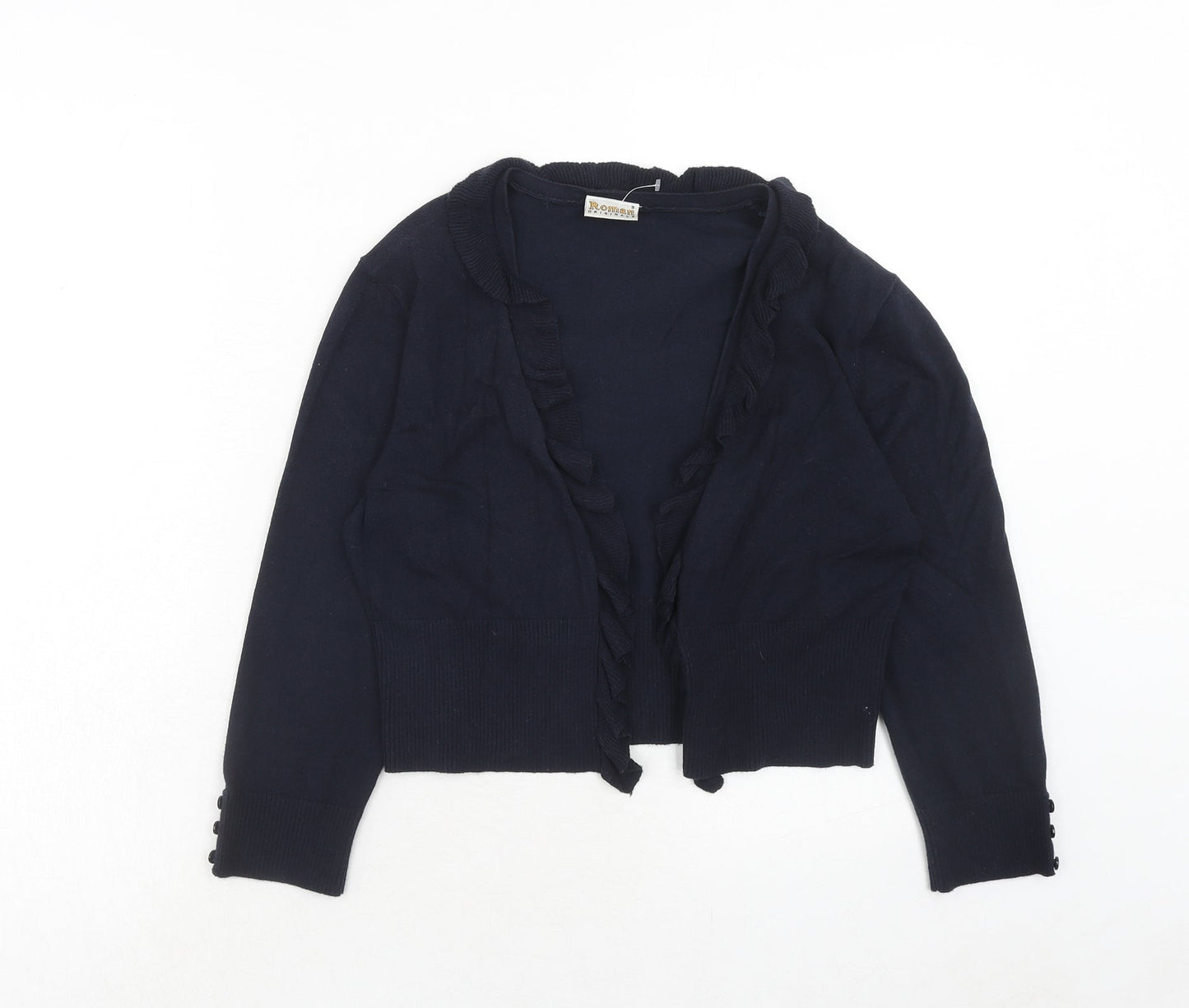 Roman Womens Blue V-Neck Viscose Cardigan Jumper Size S