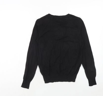 H&M Womens Black Round Neck Viscose Pullover Jumper Size XS
