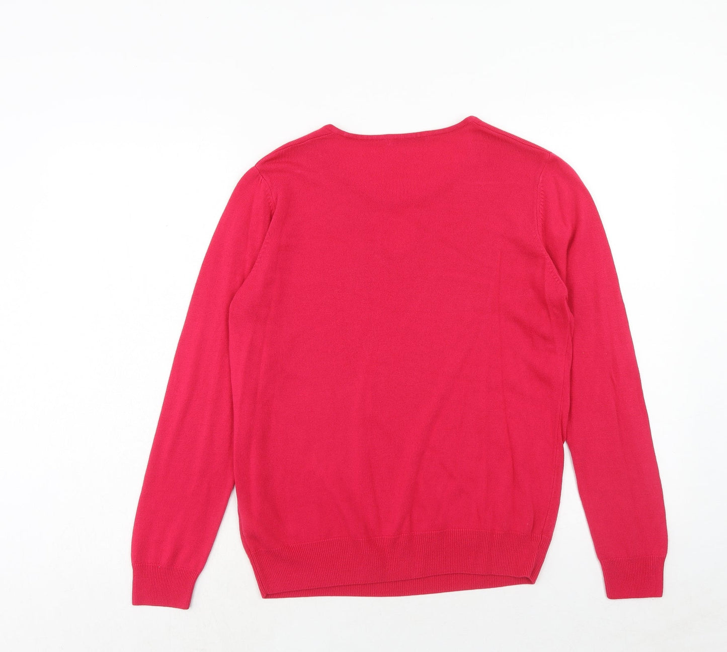 Marks and Spencer Womens Pink Round Neck Acrylic Pullover Jumper Size 14